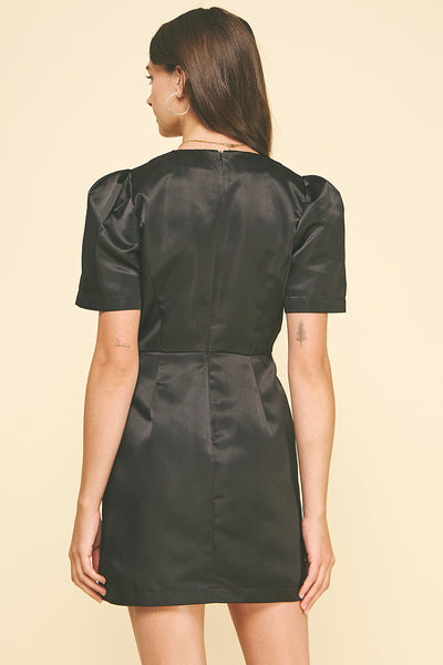 Ribbon Detailed Mini Dress-Black