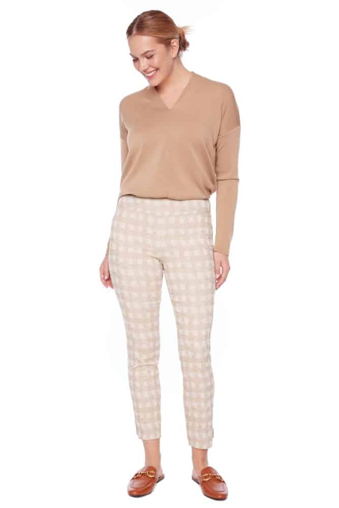 Ecru Plaid Techno Ankle Pant