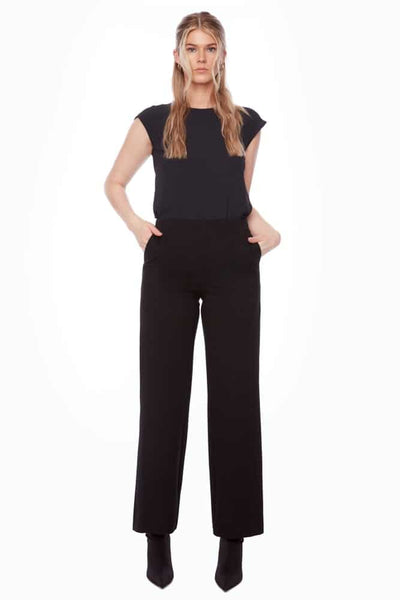 Ponte Wide Leg Pant-Black