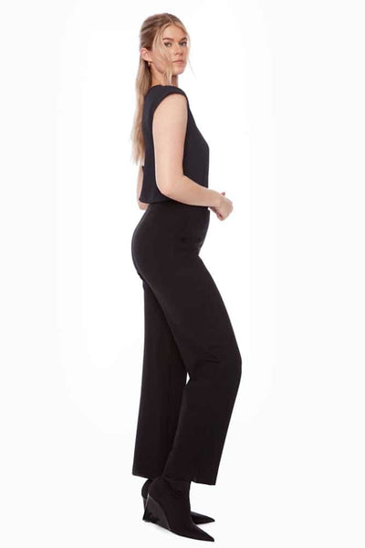 Ponte Wide Leg Pant-Black