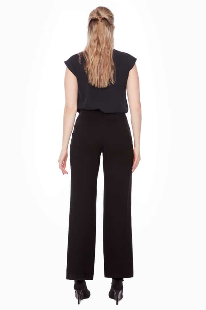 Ponte Wide Leg Pant-Black