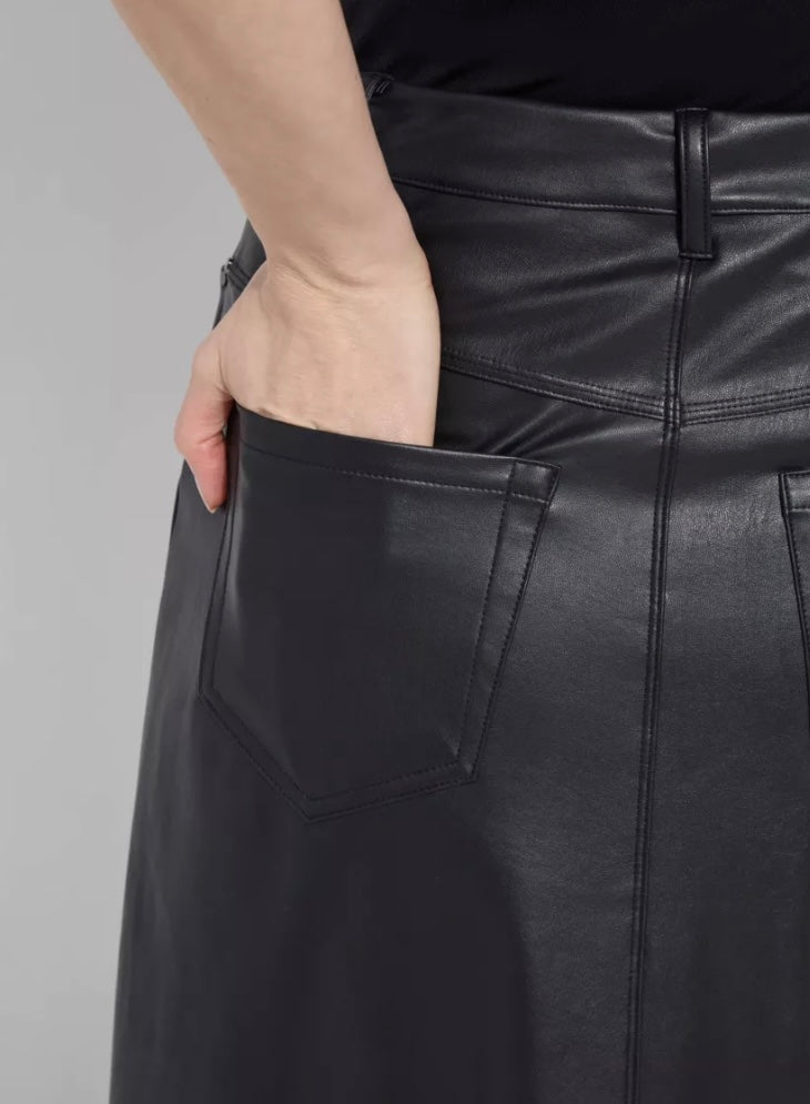 Warren A-Line Vegan Leather Skirt-Black