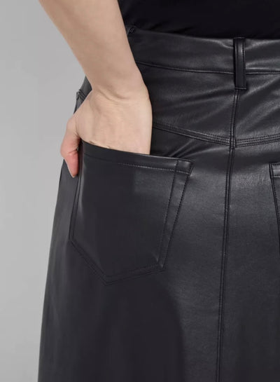 Warren A-Line Vegan Leather Skirt-Black