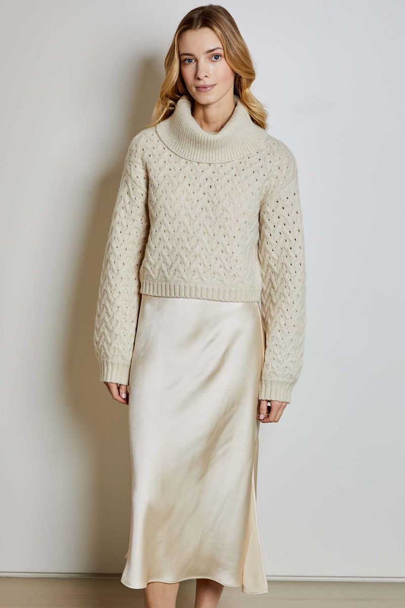 Annie Sweater Dress Combo-Parchment