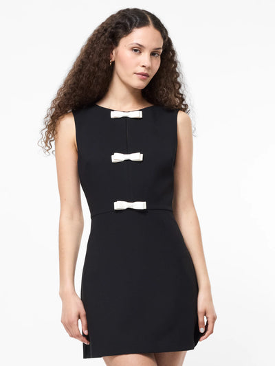 Contrast Bow Sleeveless Mini Dress