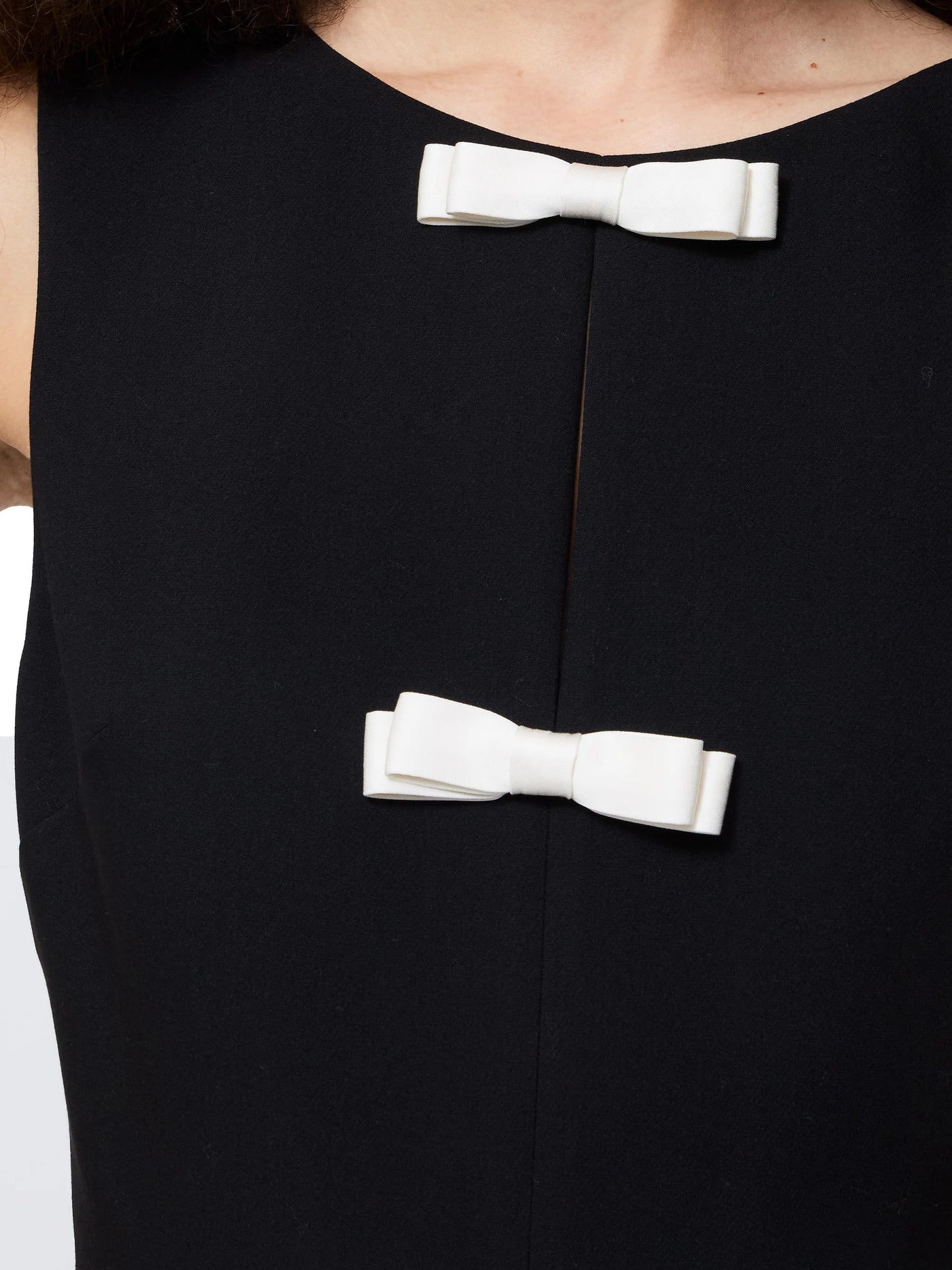 Contrast Bow Sleeveless Mini Dress