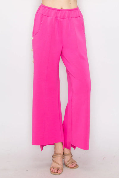 Farrah Scuba Pearl Pant-Fuchsia