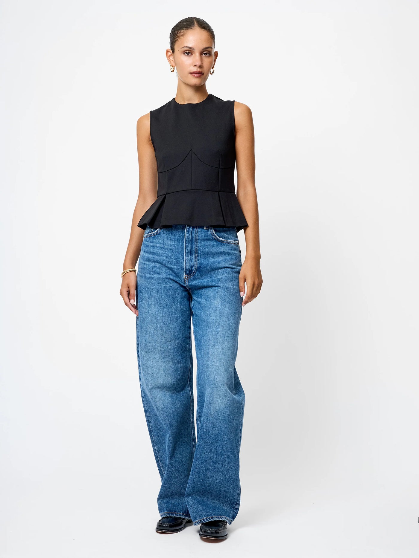 Cleo Ponte Sleeveless Peplum Top