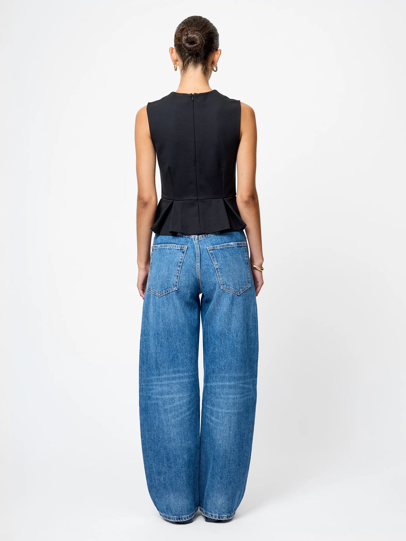 Cleo Ponte Sleeveless Peplum Top