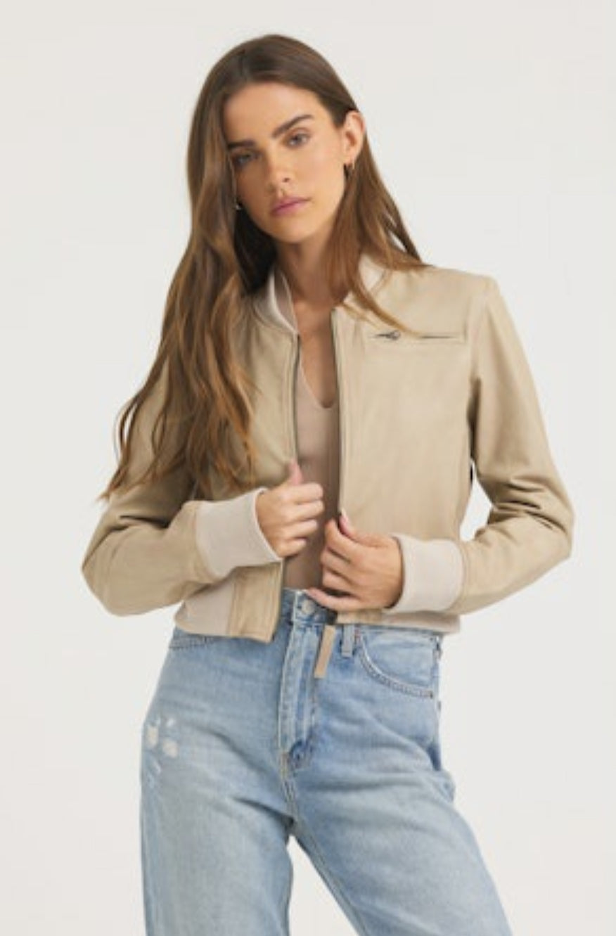 Collins Patina Leather Jacket-Sand