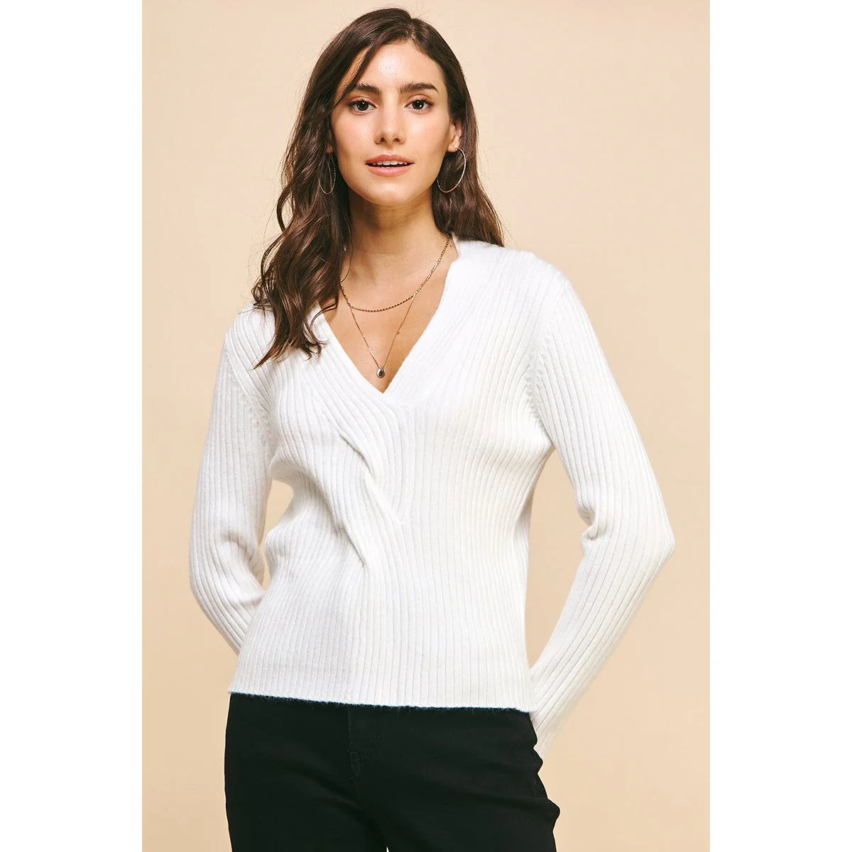 Emilia Front Knotted Sweater-Ivory