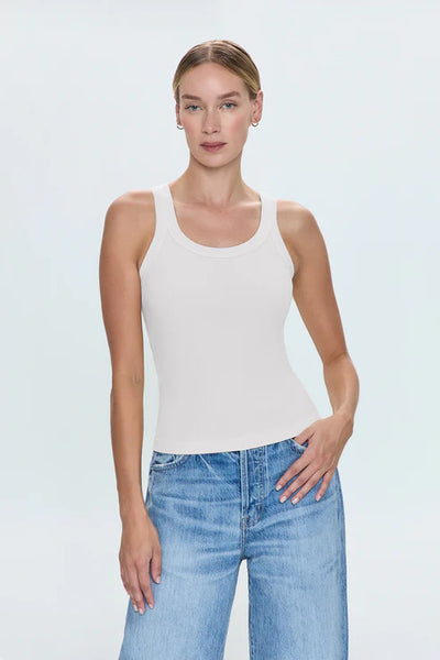 Christy Curved Hem Tank Top-Le Blanc