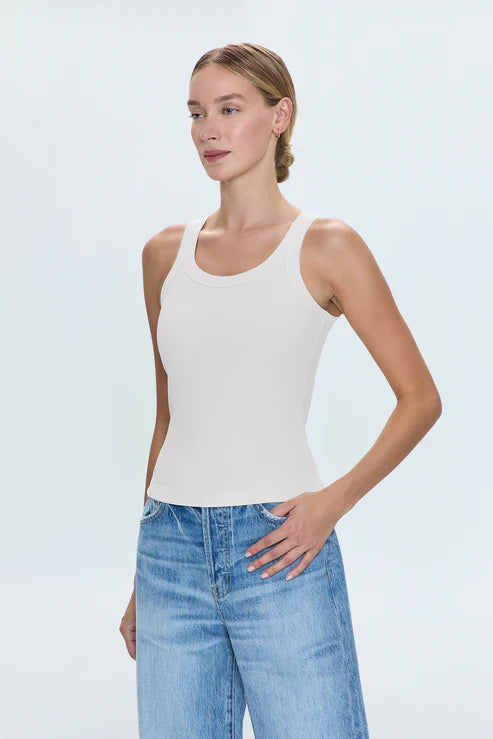 Christy Curved Hem Tank Top-Le Blanc