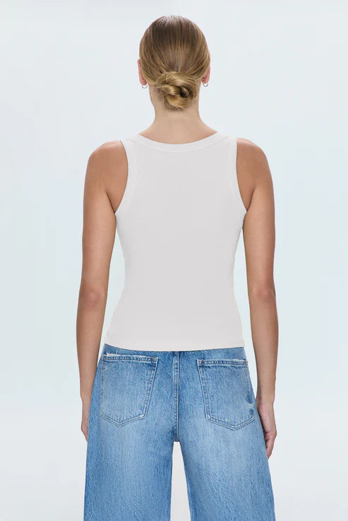 Christy Curved Hem Tank Top-Le Blanc