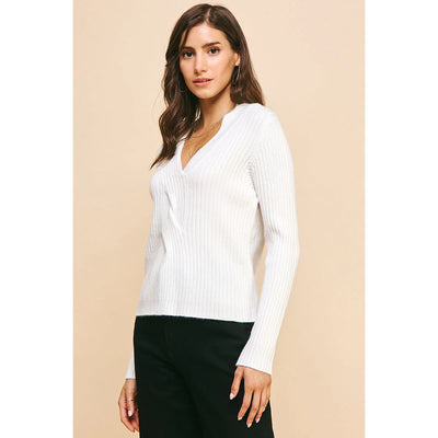 Emilia Front Knotted Sweater-Ivory