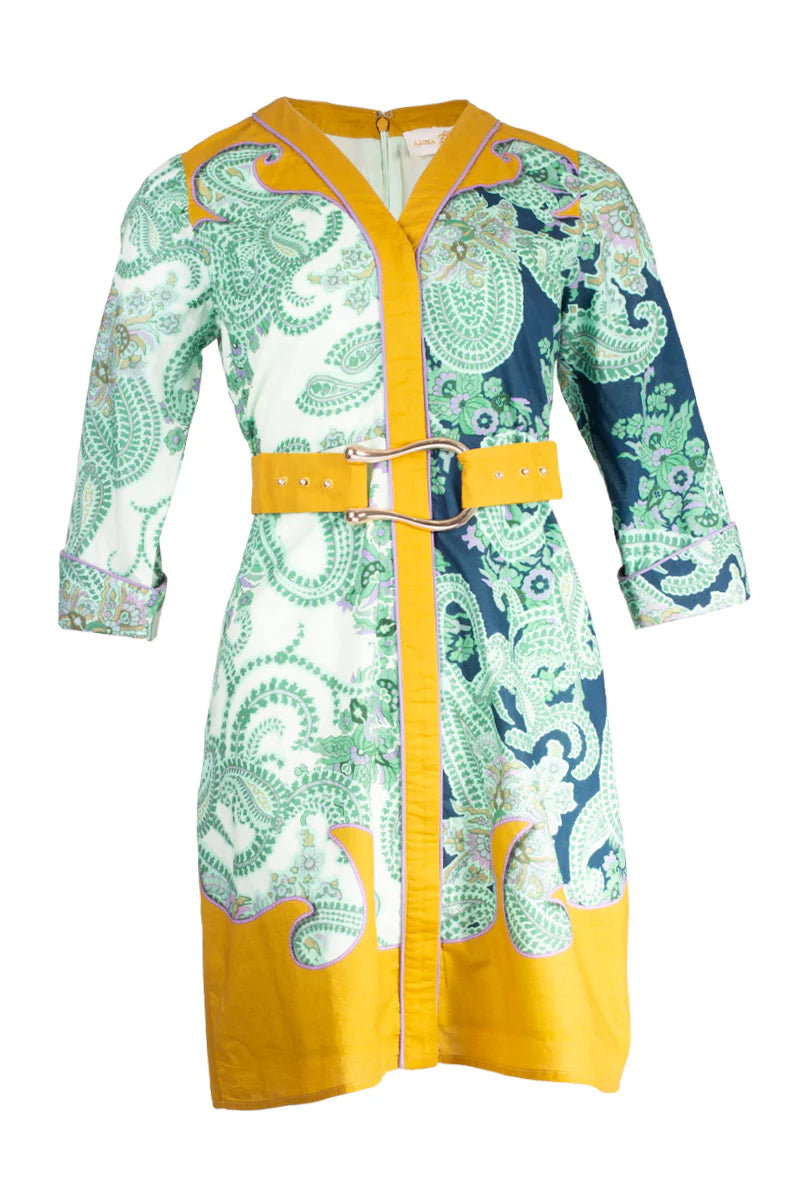 Poppy Dress-Aqua Paisley