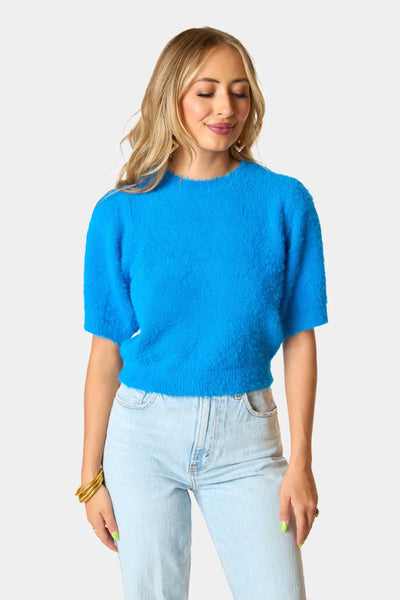 Macy Crop Sweater-Cobalt Blue