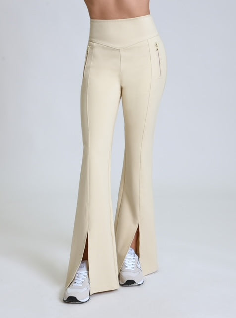 Cara Split Hem Pant-Chalk