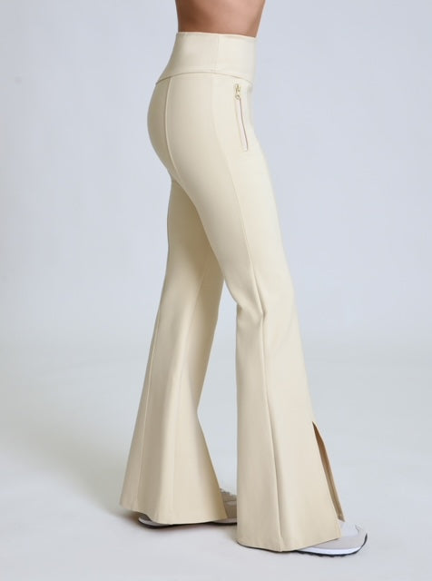 Cara Split Hem Pant-Chalk