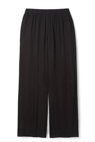 Camile Satin Wide Leg Pant: True Black