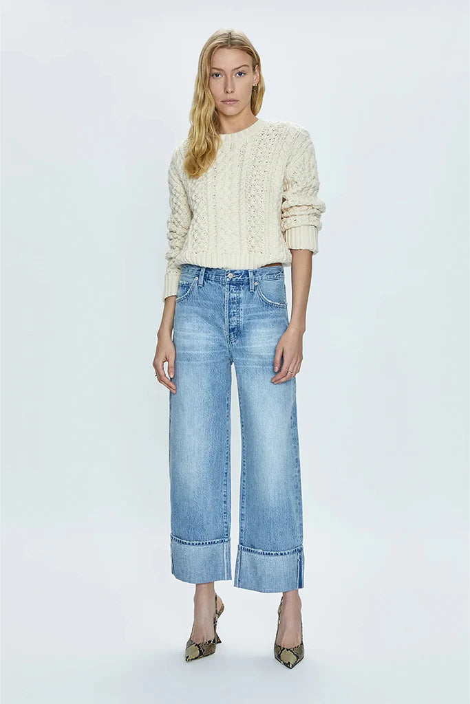Quinn Shrunken Fisherman Sweater-Ivory