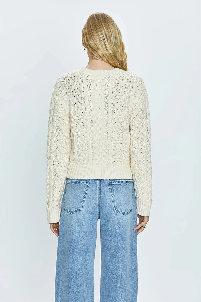 Quinn Shrunken Fisherman Sweater-Ivory
