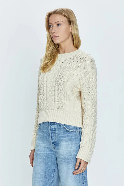 Quinn Shrunken Fisherman Sweater-Ivory