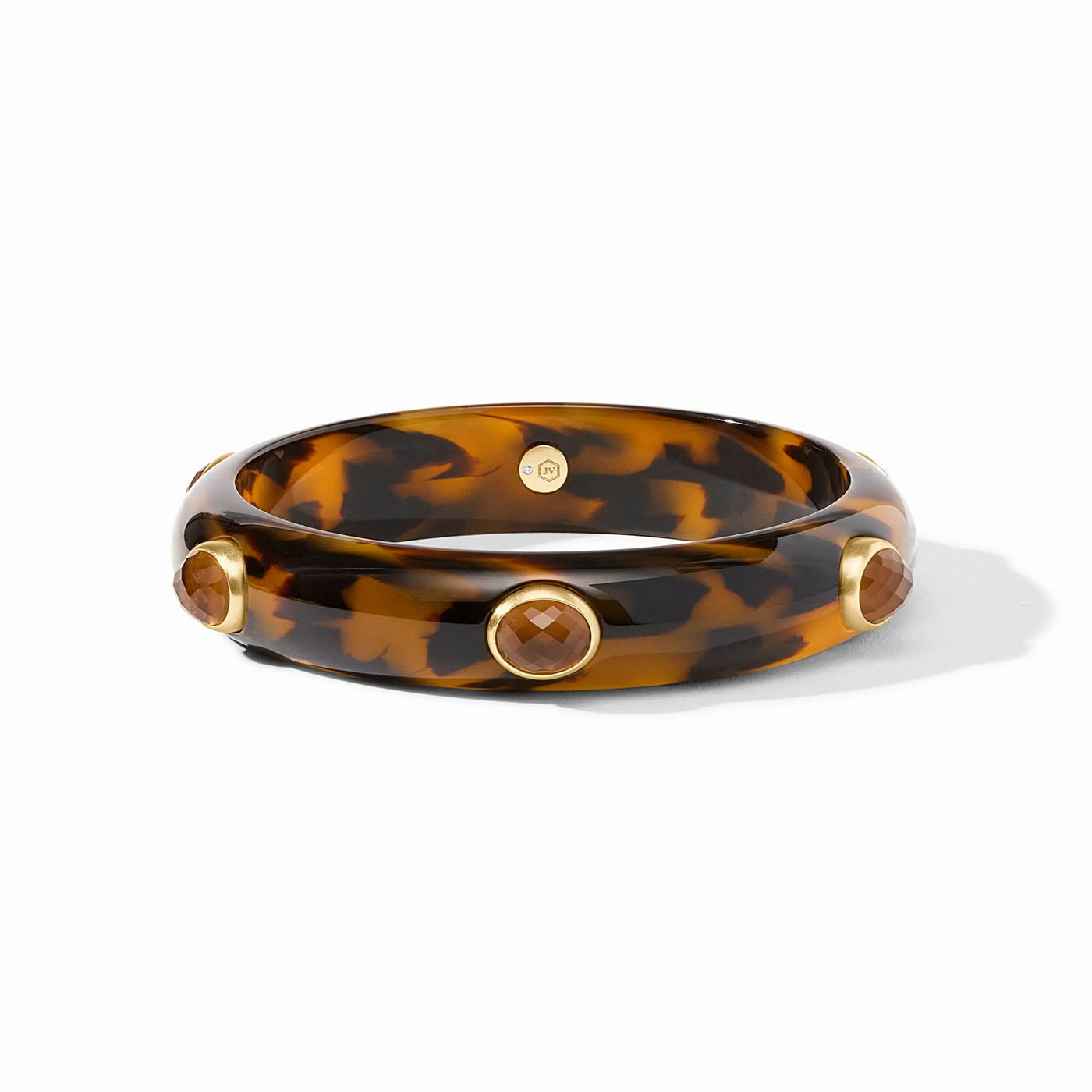 Carnaby Stone Bangle-Gold and Acrylic-Tortoiseshell
