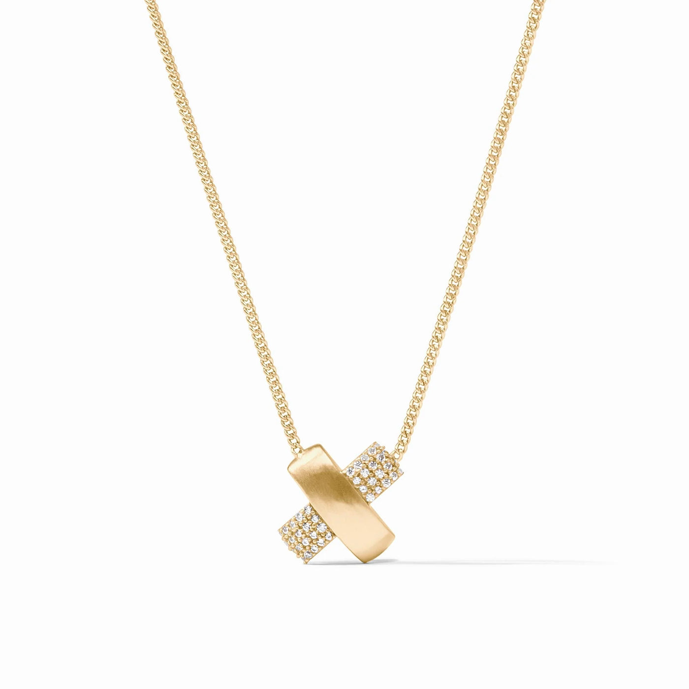 Catalina Pave X Delicate Necklace-Gold