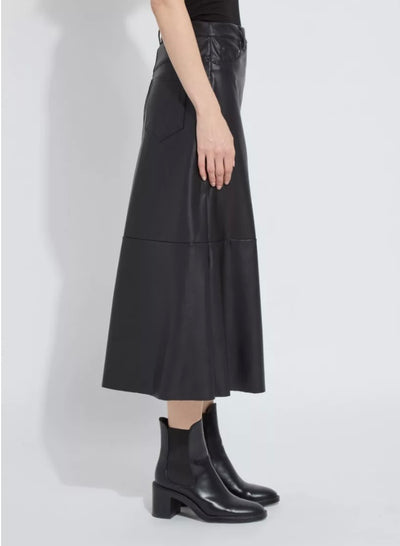 Warren A-Line Vegan Leather Skirt-Black