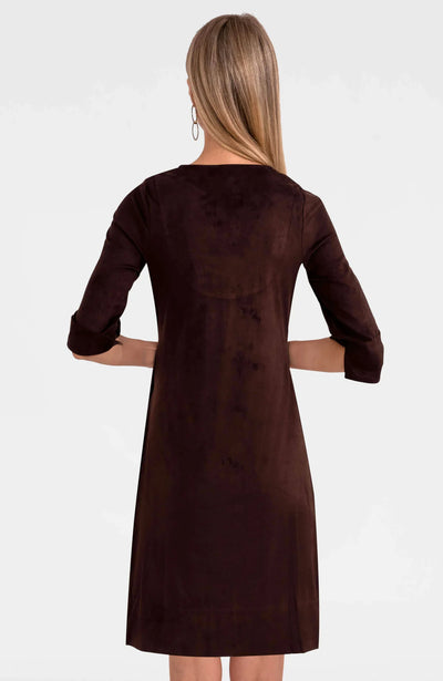 Cinch and Tie Dress-Ultra Suede-Brown