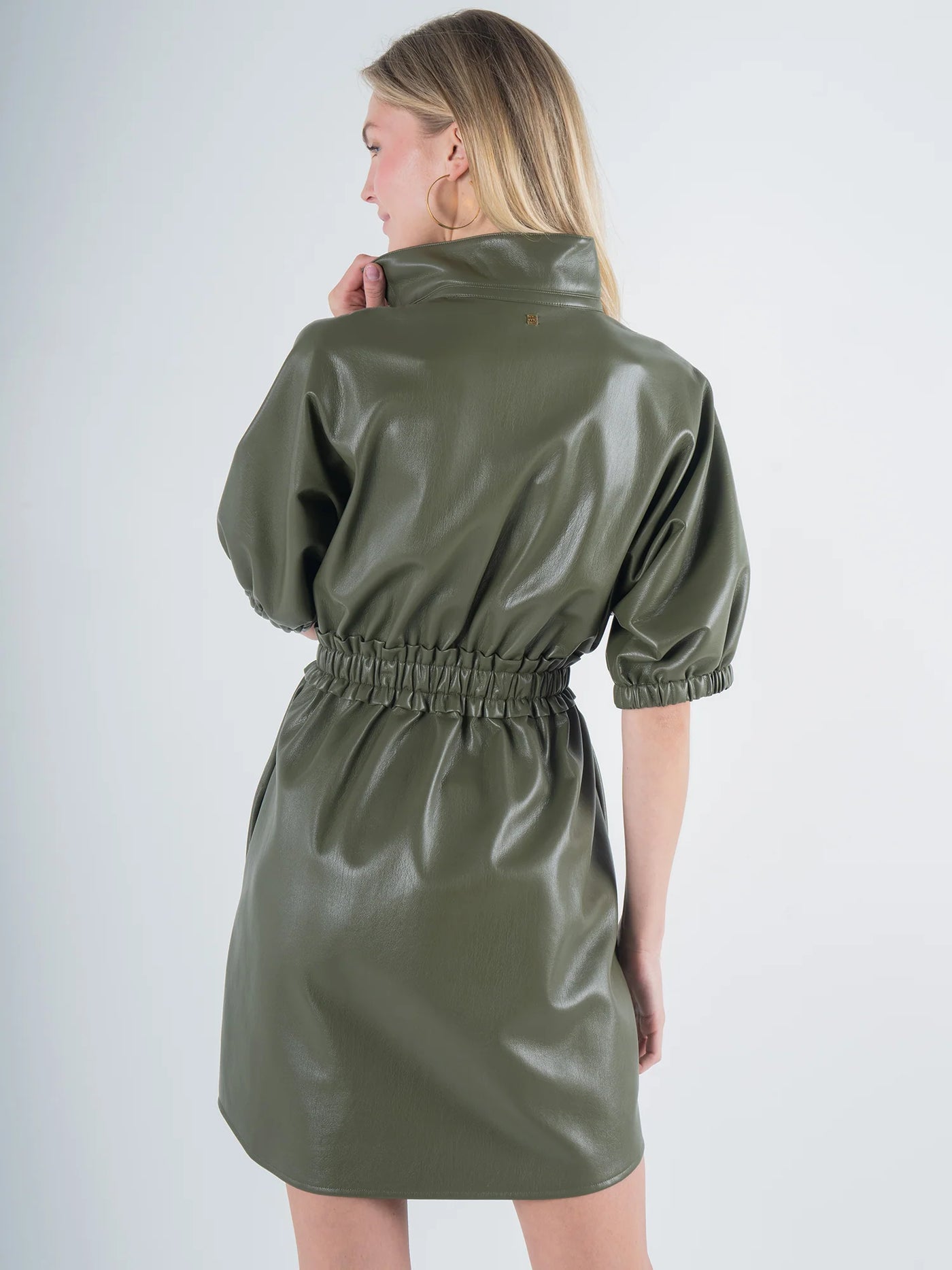 Palmer Dress-Vegan Leather-Olive Night