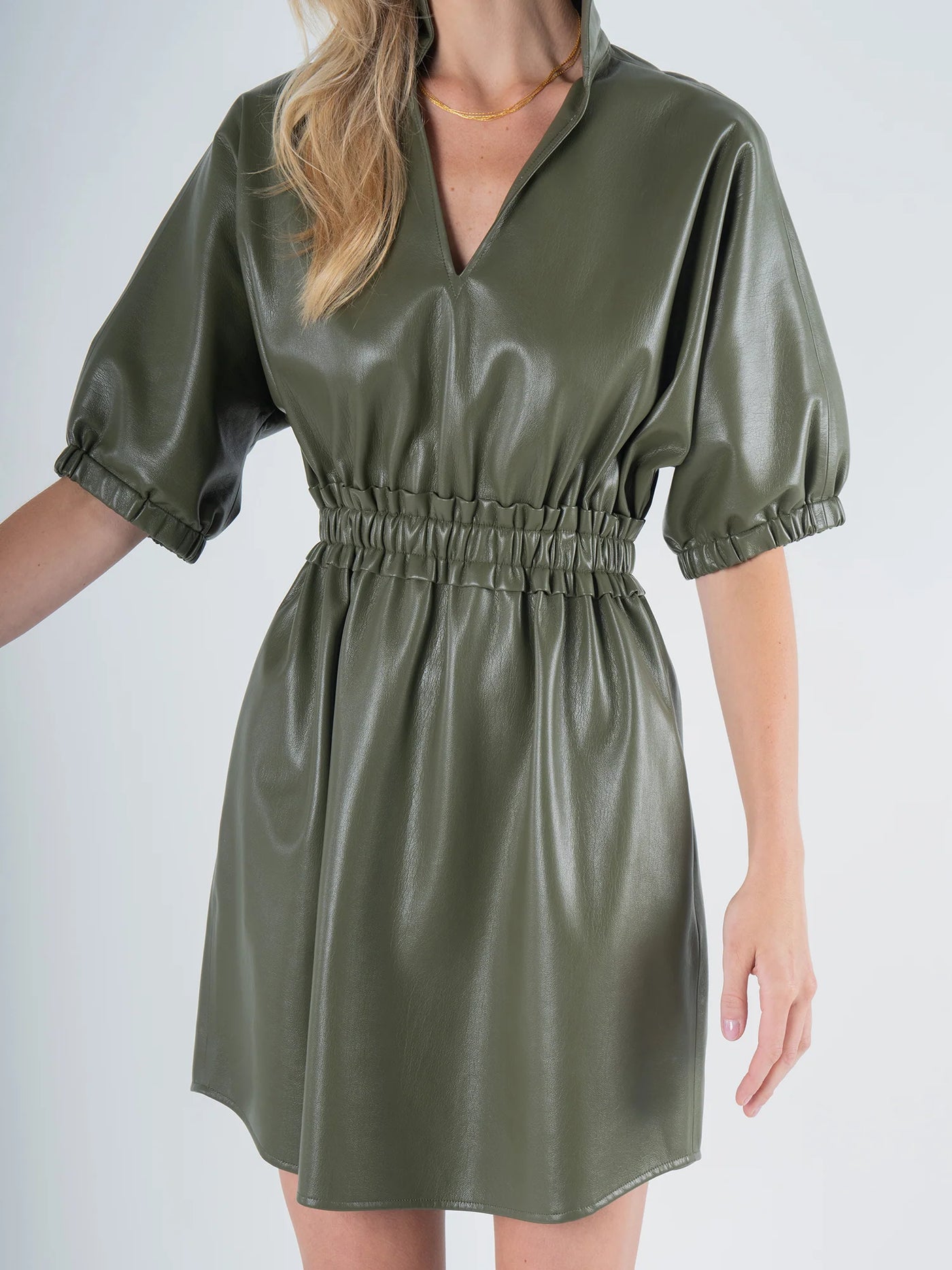 Palmer Dress-Vegan Leather-Olive Night