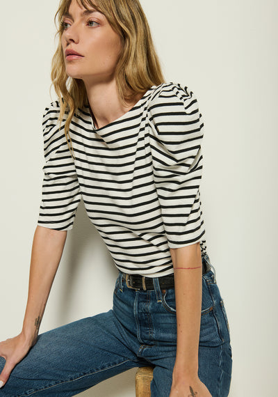 Emery Stripe Boat Neck Top