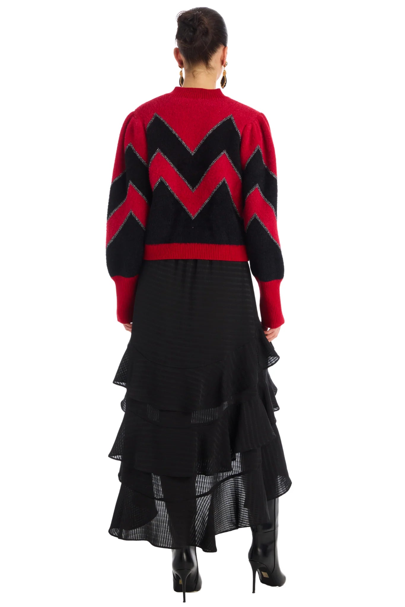 Fuzzy Chevron Cardigan