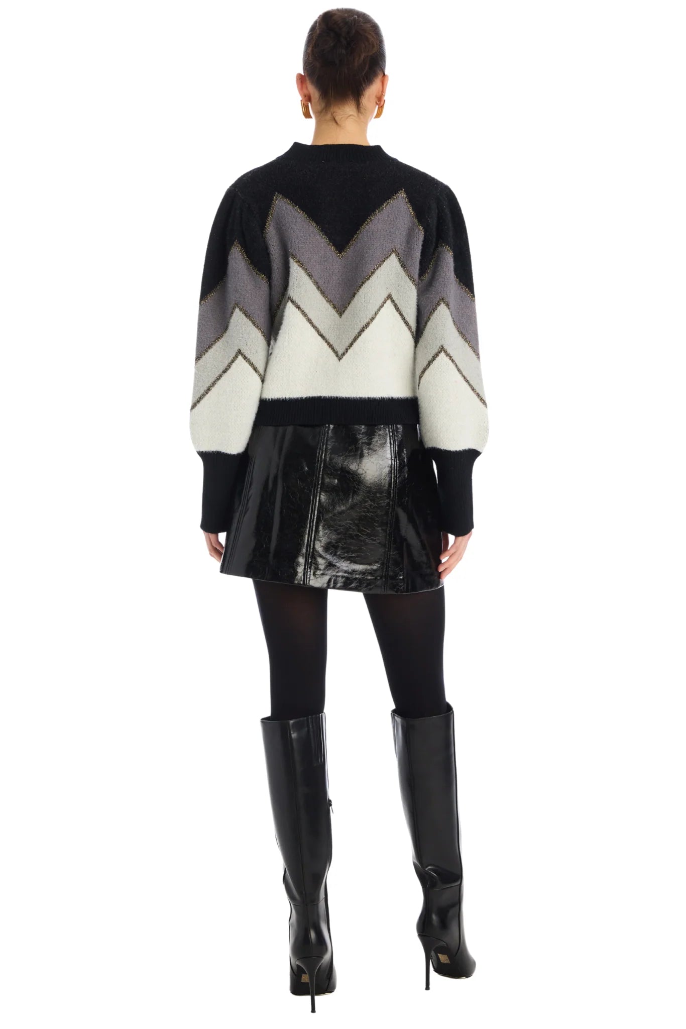 Fuzzy Chevron Cardigan