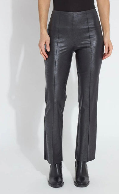 Elysse Foiled Vegan Leather Pant-Black