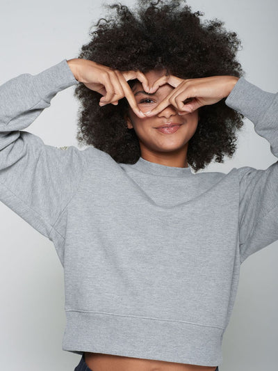 Grey Novelty Sweatshirt-Heart Cut Out and Beading