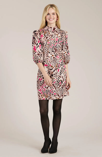 Vicky Cotton Pink Cheetah Dress