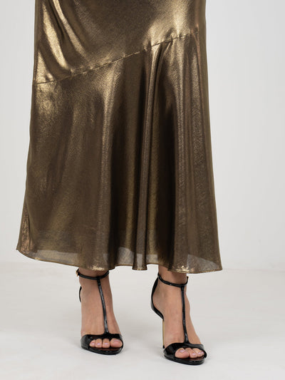 Bias Skirt-Liquid Gold