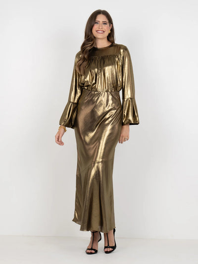 Bias Skirt-Liquid Gold