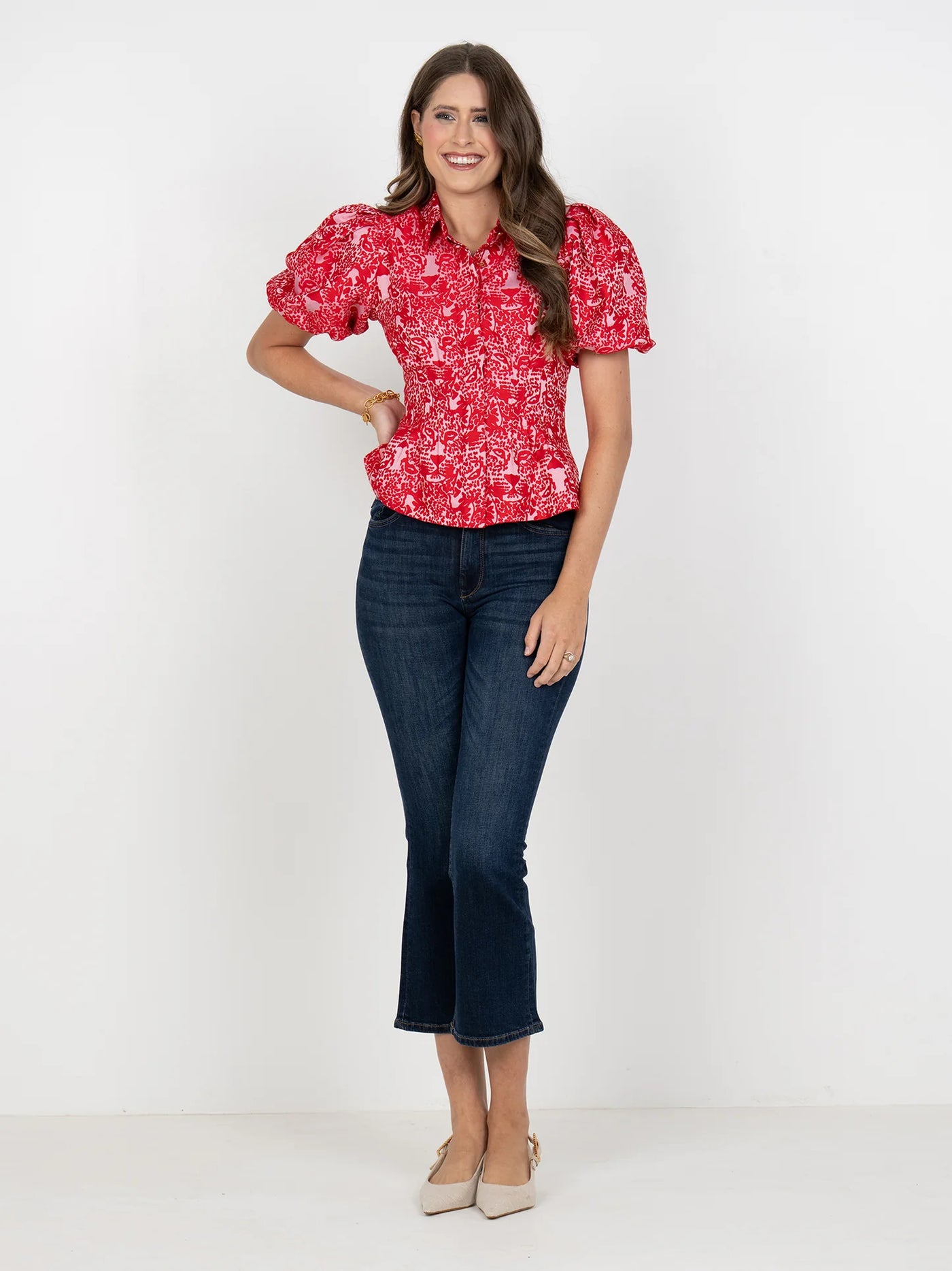 Britt Top-Cheeky Cheetah Jacquard