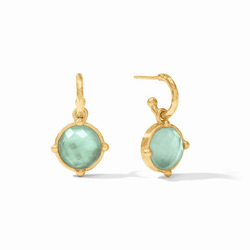 Honeybee Hoop and Charm Earring-Iridescent Aquamarine Blue