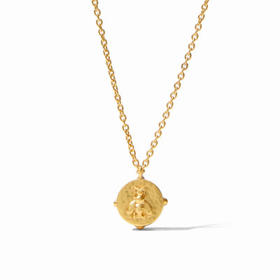 Honeybee Solitaire Necklace-Gold and Pearl