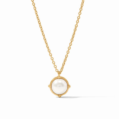 Honeybee Solitaire Necklace-Gold and Pearl