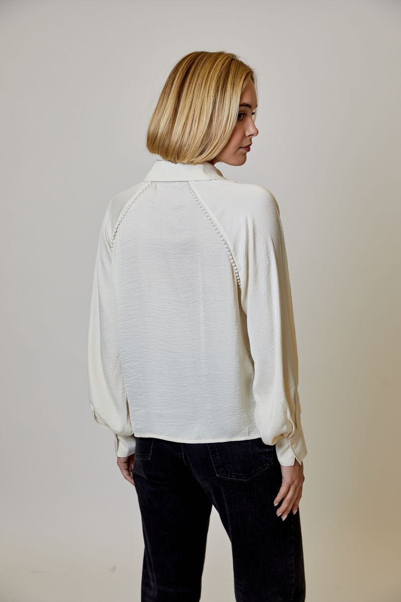 Cream Blouse With Pearl Detail