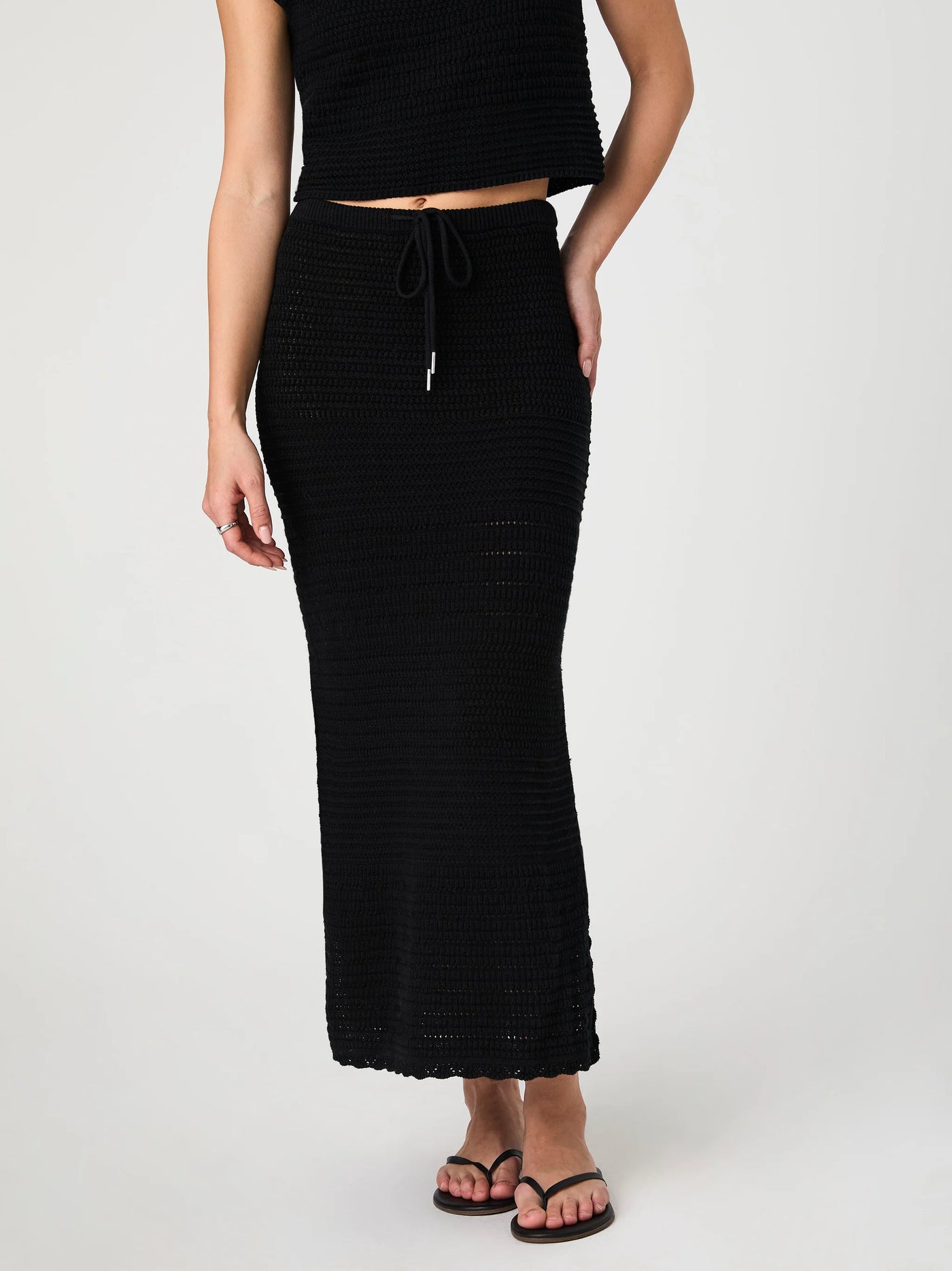 Nellis Cotton Crochet Side Slit Skirt