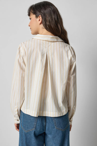 Striped Split Neck Collared Shirt