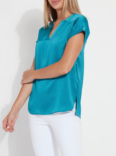 Coraline V Neck Top-Turquoise