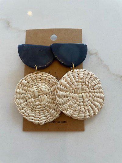 Tagua and Toquilla Straw Earrings